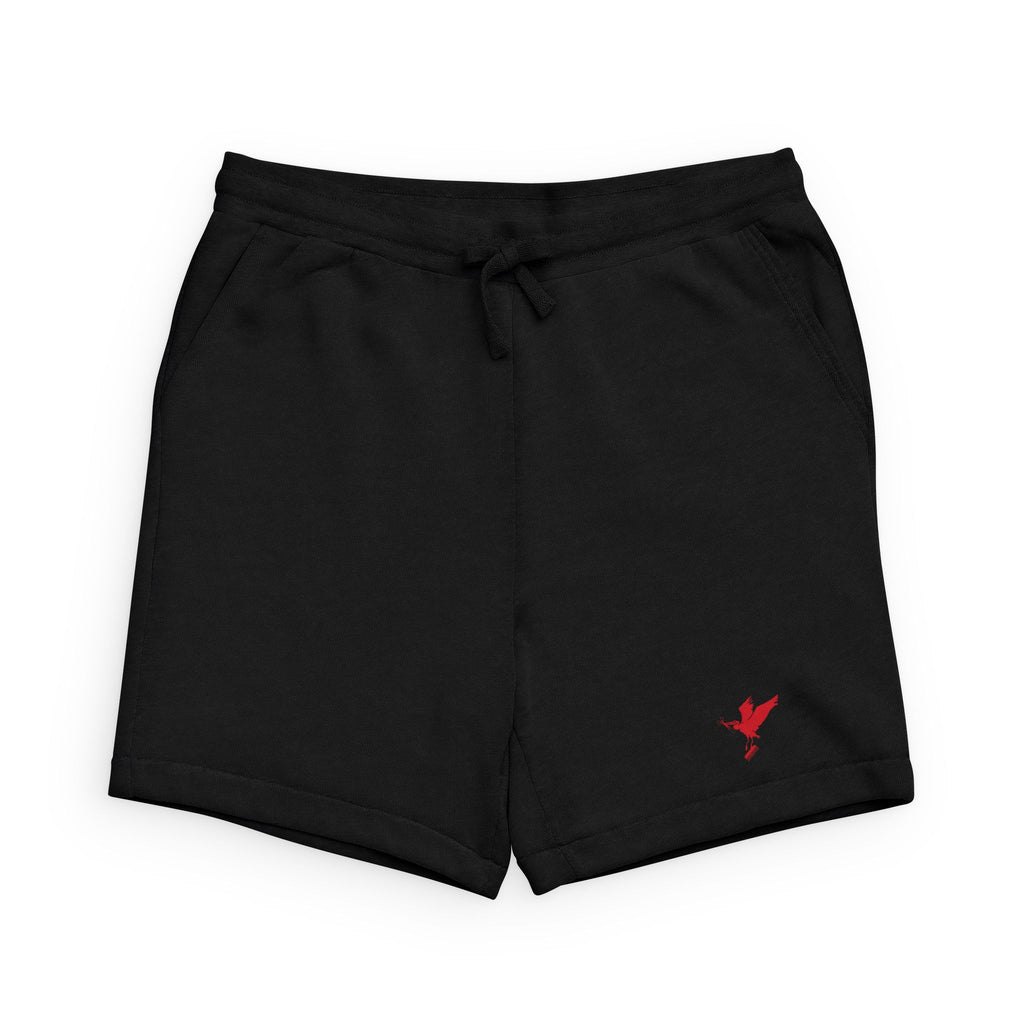 Embroidered Red Sparrow Black Sponge Fleece Sweatshorts