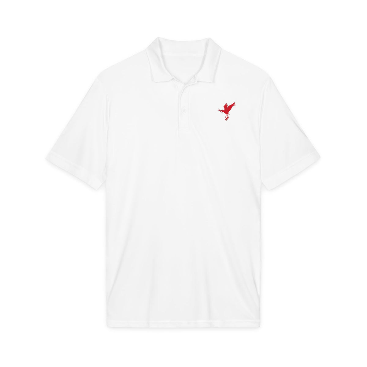 Embroidered Red Eagle Polo Shirt — Performance Sport Button-Up