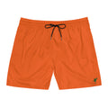 Men's Orange CUT LIFE — Quick-Dry Beach Trunks with Dark Green Stay Fly Cut Bird