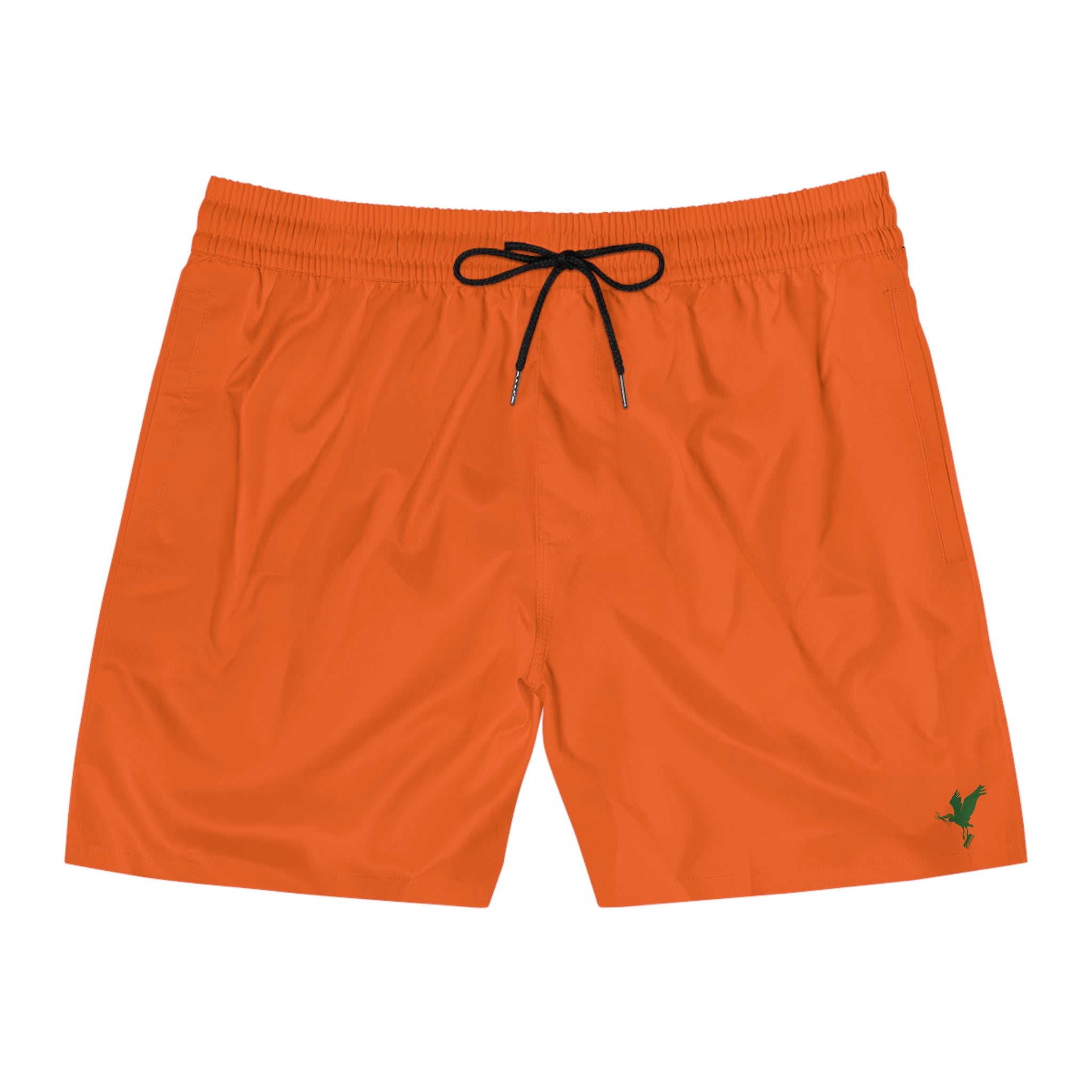 Men's Orange CUT LIFE — Quick-Dry Beach Trunks with Dark Green Stay Fly Cut Bird