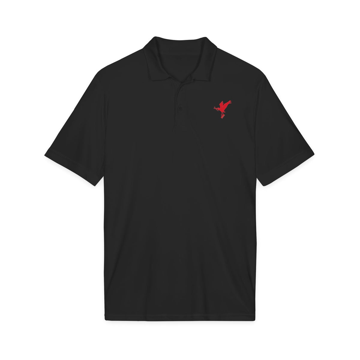 Embroidered Red Eagle Polo Shirt — Performance Sport Button-Up