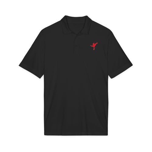 Embroidered Red Eagle Polo Shirt — Performance Sport Button-Up
